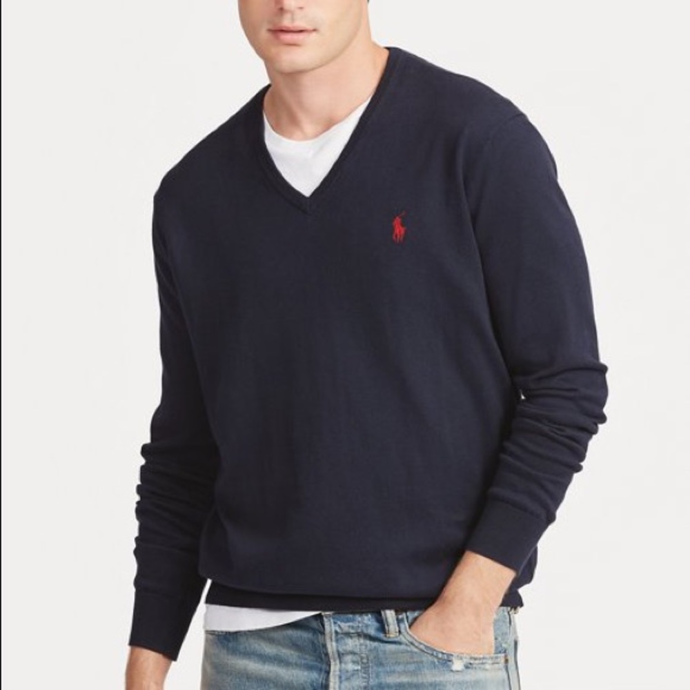 Polo by Ralph Lauren Navy V-Neck Sweater